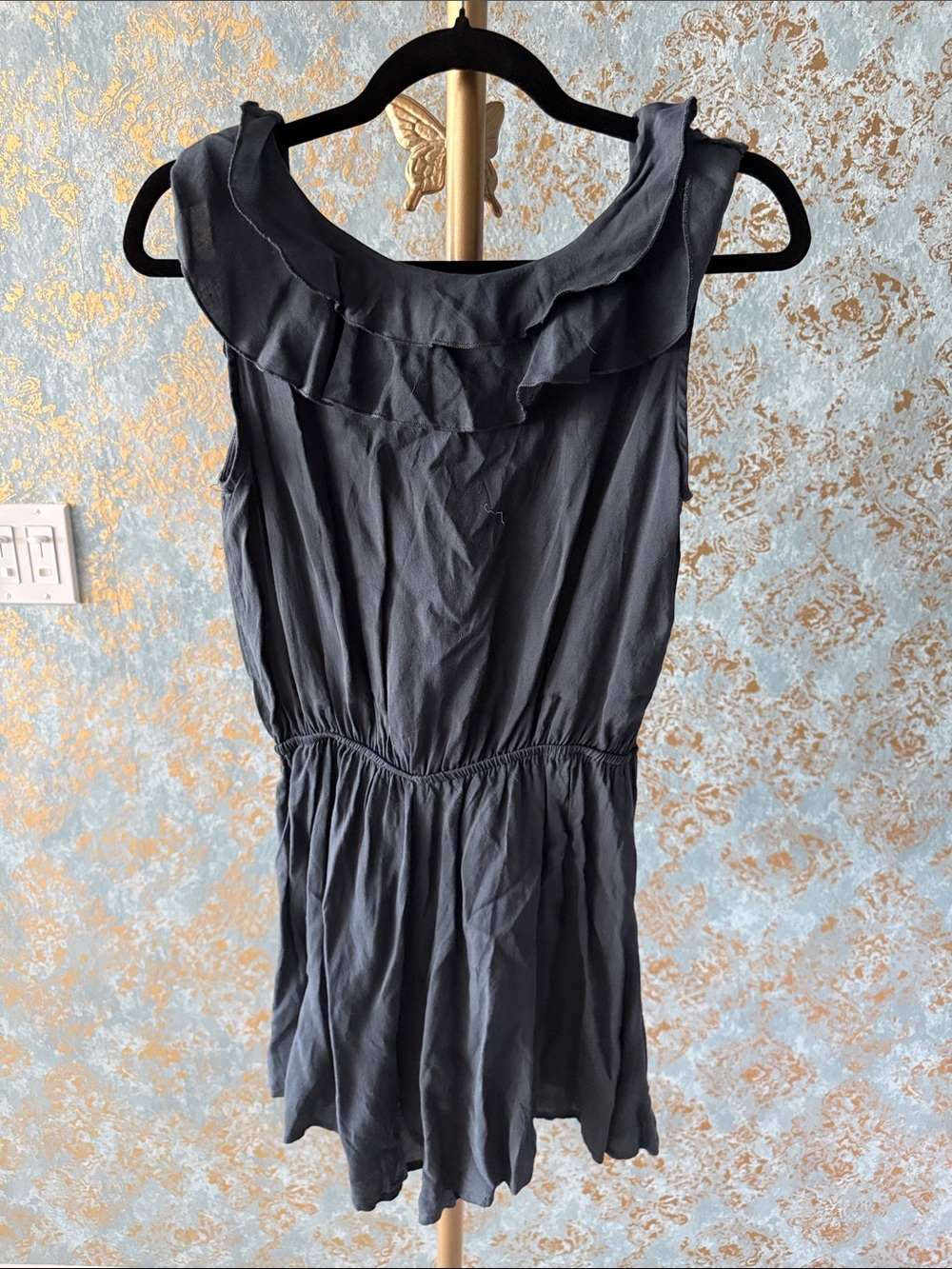 Pretty Good Slate Gray Ruffled Romper - Picture 5 of 5